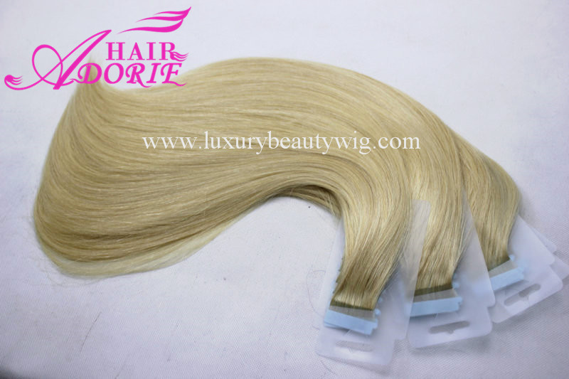 High Quality Human Hair Straight Blonde Tape Hair Extension