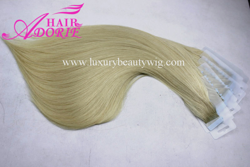 High Quality Human Hair Straight Blonde Tape Hair Extension