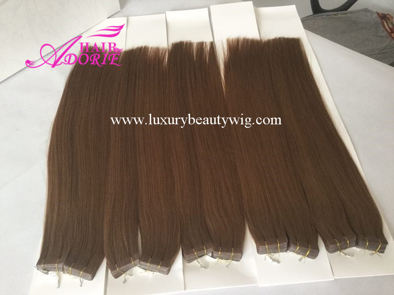 Dark brown cuticle hair tape in hair extension