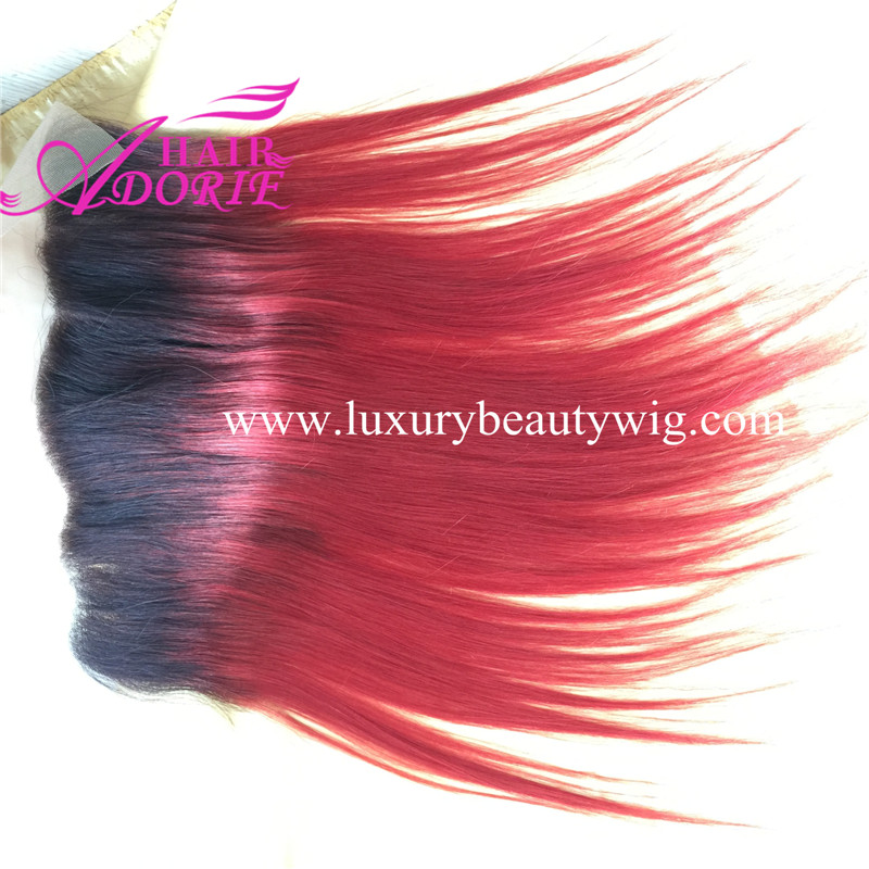 Dark root 1b/red lace frontal