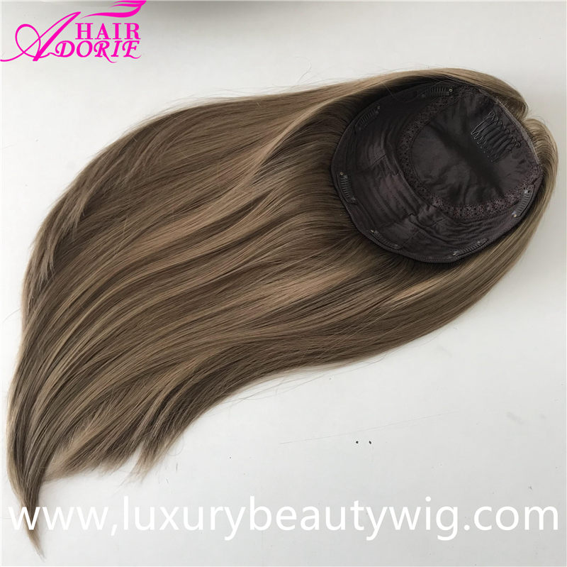 Kippa wig european hair virgin hair silk top JEWISH WIG TOPPER 