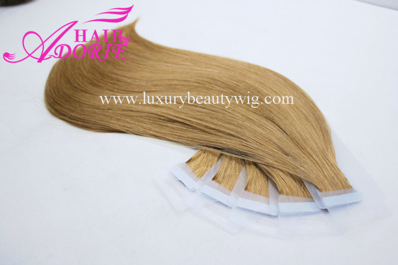 Charming Human Hair Light Brown Silky Tape Hair