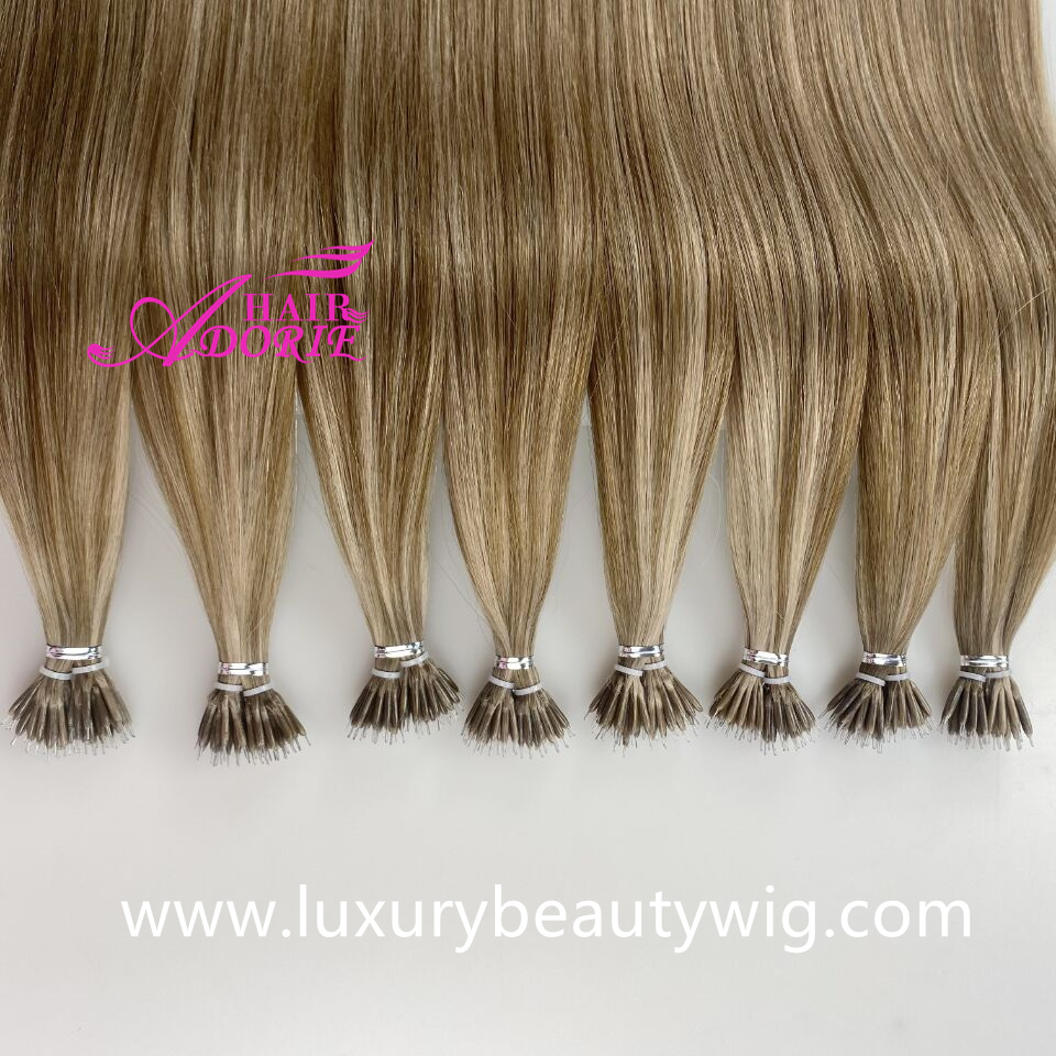 Nano keratin extensions European cuticle aligned hair double drawn Nano ring human hair extensions