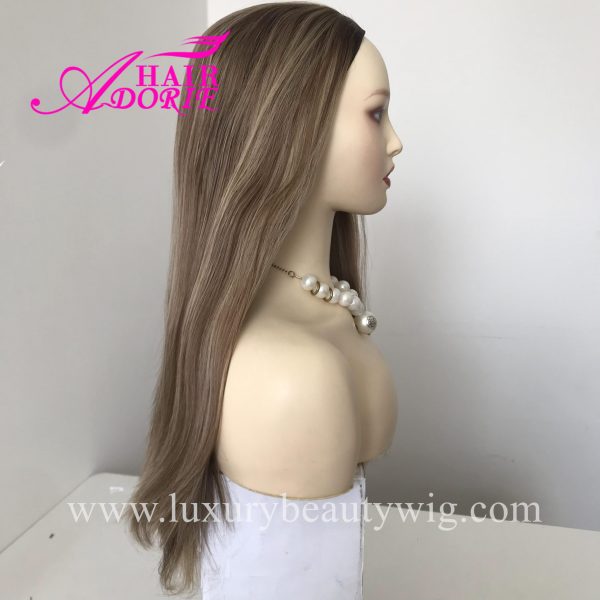 20inch blonde 8/16/24# machine made bandfall kosher wig